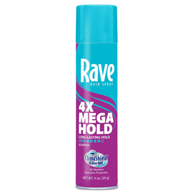 Rave Hair Spray 4X Mega Hold, Long-Lasting Hold With Climashield Technology, 1.5 Oz