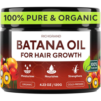 Batana Oil For Hair Growth - 100% Raw & Organic Dr Sebi Batana Oil - Cold-Pressed & Pure Unrefined Batana Hair Mask For Women & Men - Enhances Hair Thickness, Prevents Loss, Repairs Split Ends