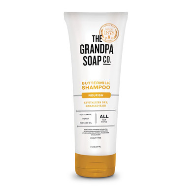 The Grandpa Soap Company Buttermilk Shampoo - Nourishing Formula To Help Revitalize Dry And Damaged Hair, With Honey & Avocado Oil, Vegan, Sulfates And Parabens Free, 8 Fl Oz