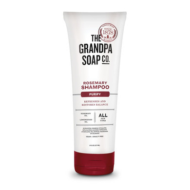 The Grandpa Soap Company Shampoo - Purifying With Rosemary And Lemongrass Oils, Leaves Scalp And Hair Feeling Clean And Fresh, All Hair Types, Vegan, Sulfates And Parabens Free, 8 Fl Oz