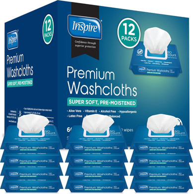 Inspire Adult Wet Wipes, Wash Cloths | Adult Wipes For Incontinence & Cleansing For Elderly, 8"X12" (200 Count)