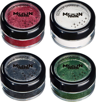 Halloween Glitter Shakers By Moon Terror - Set Of 4 - Sfx Make Up, Festival Glitter For Face Body Hair, Special Effects Make Up - 0.17G