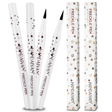 Witcrskm Freckle Pen 2 Colors, Natural Like Fake Freckles Waterproof Long Lasting Small Spot Freck Beauty Faux Freckle Makeup Kit For Face(Chestnut + Dark Brown)3-Chestnut + 4-Dark Brown