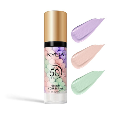 Kyda 2Pcs Color Correcting Primer,Spf Makeup 50 Pa+++,Color Correcting Serum, Moisturizing Makeup Primer, One Step Brightening Primer To Even Skin Tone, Oil Control Skin Corrector,Purple Pink Green