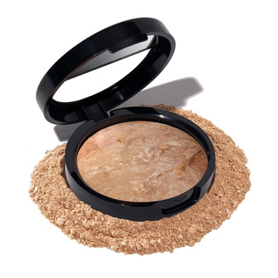 Laura Geller New York Award-Winning Baked Balance-N-Brighten To Go Travel Size Color Correcting Powder Foundation - Deep - Buildable Light To Medium Coverage - Demi-Matte Natural