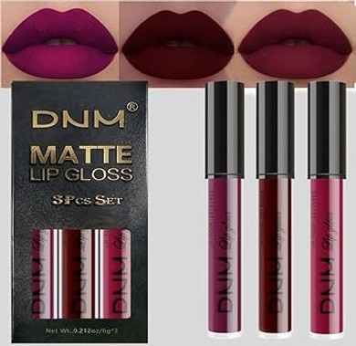 Amy'S Diary 3Pcs Dark Red Purple Matte Liquid Lipstick Sets, Matte Lipstick Lip Stain Long Lasting 24 Waterproof Lip Gloss Gift Set Matt Lipsticks Set For Women Lippies (Set01)