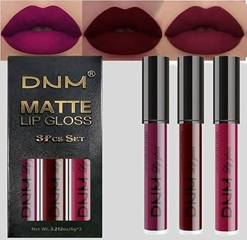 Amy'S Diary Matte Plum Liquid Lipstick 3Pcs Sets,24-Hour Lipstick Dark Deep Maroon Purple Brown Plum Red Lip Stain 24 Smudge Waterproof For Women (03#)