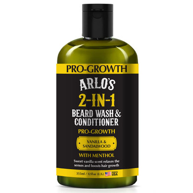 Arlo'S Pro-Growth 2-In-1 Beard Wash And Conditioner - Vanilla Sandalwood With Menthol 12 Oz