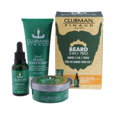Clubman Pinaud 3-In-1 Beard Kit  Includes Conditioner, Beard Oil And Balm, Starter Kit For Men