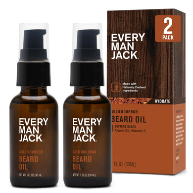 Every Man Jack Unscented Beard Oil For Men - Fragrance Free For Sensitive Skin - Naturally Moisturizes And Softens Beard W/Shea Butter & Argan Oil - 1 Fl Oz (2 Pack)