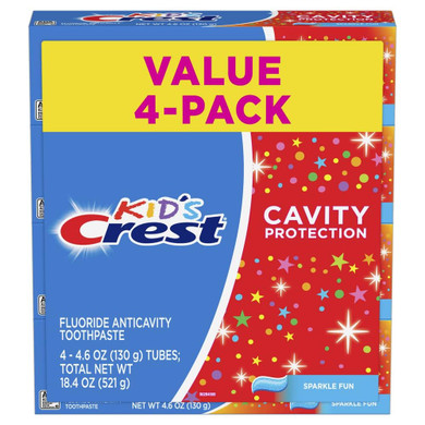 Crest Kids Cavity Protection Toothpaste, Sparkle Fun Flavor, 4.6 Oz 4 Pack