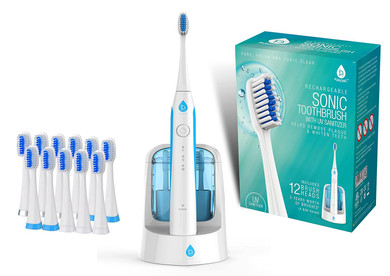 Pursonic S750 Sonic Toothbrush (White)  Smart Series Electronic Power Rechargeable Battery Toothbrush  Electronic Toothbrush For Adults  12 Bonus Brush Heads  Rechargeable Toothbrushes For Adults