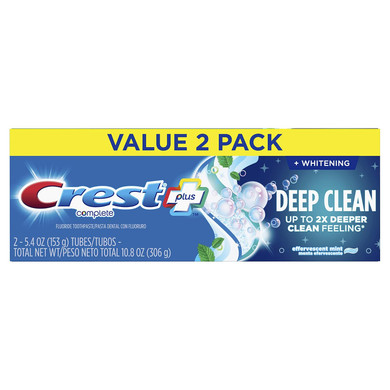 Crest Plus Deep Clean Complete Whitening Toothpaste, Effervescent Mint, 5.4 Ounce