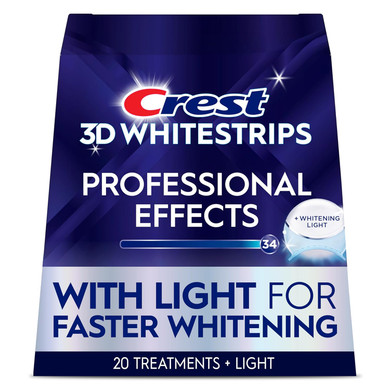 Crest 3D Whitestrips Professional Effects + Led Light  Teeth Whitening Kit, 1 Light + 20 Treatments, Each With 1 Upper/1Lower, 40 Strips  Crest 3Dwhite Teeth Whitening Strips