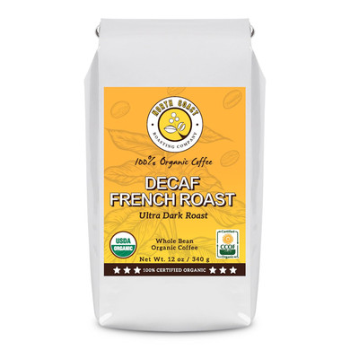 North Coast Roasting Company, Ultra Dark Roast, Low Acid Organic Coffee, Whole Bean - Swiss Water Process Decaf. French Roast, Usda Certified Organic Coffee Beans, 12 Ounce Bag