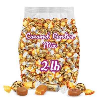 Werther'S Original Hard, Creamy Filled & Chewy Caramel Candies, 2 Lb Mix  Individually Wrapped Classic, Soft & Creamy Caramels  Made With Real Butter & Fresh Cream  Bulk Bag For Sharing