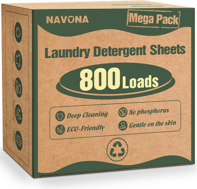 800 Loads Mega Pack Laundry Detergent Sheets, Eco-Friendly Laundry Sheets, Powerful Cleaning, Suitable For Homes, Dorms, And Apartments- [Fragrance-Free]