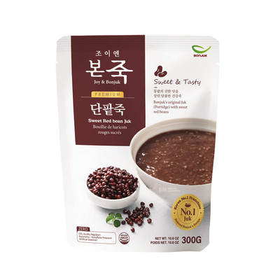 Bonjuk Sweet Redbean (Juk) Rice Porridge - Ready To Eat Meal (300G), Easy To Prepare Porridge Pouch