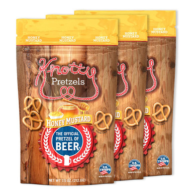 Knotty Pretzels The Official Pretzel Of Beer 7.5 Oz Individual Seasoned Pretzels In Resealable Pretzel Snack Bags, The Perfect Pairing For Beer, Hot Wings Flavor (3-Pack)
