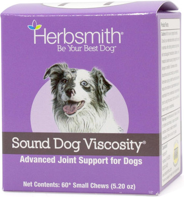 Herbsmith Sound Dog Viscosity  Advanced Joint Support For Dogs  Veterinarian Recommended Glucosamine For Dogs, Hyaluronic Acid, Chondroitin, Msm  Natural Arthritis Pain Relief  120Ct Large Chews