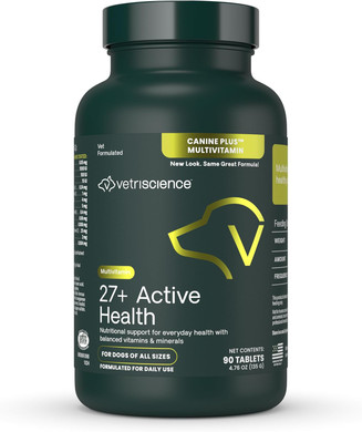 Vetriscience 27+ Active Health Chews, Canine Plus Daily Multivitamin For Puppies And Adult Dogs, Balanced Vitamins, Minerals & Antioxidants, Health And Wellness Support, Veggie, 30 Count