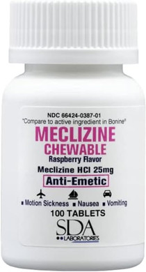Sda Laboratories Meclizine Chewable Tablets, 25Mg  Anti-Emetic, Raspberry Flavor  Motion Sickness & Vertigo Relief For Nausea, Dizziness, And Vomiting, 100 Count (1 Pack)