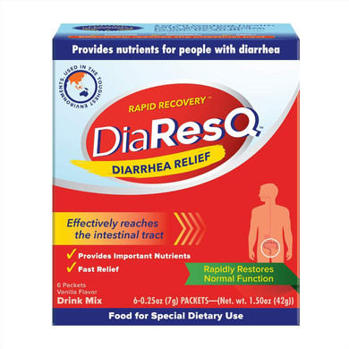 Diaresq Diarrhea & Immune Support Colostrum Drink Mix For Adults, 6 Ct, Rapid Recovery, Helps Restore Normal Intestinal Function, Vanilla Flavor