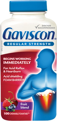 Gaviscon Regular Strength Fruit Antacid 100 Tablets