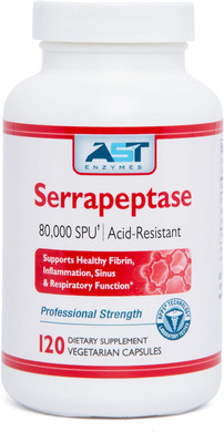 Ast Enzymes Serrapeptase 80,000 Spu  120 Vegetarian Capsules - Premium Natural Systemic Enzymes  Acid-Resistant Serrapeptase