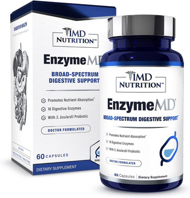 1Md Nutrition Enzymemd - Digestive Enzymes Supplement - Doctor Formulated | 18 Plant-Based Enzymes - Gas & Bloating Support | 60 Capsules