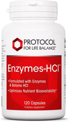 Protocol For Life Balance Enzymes-Hcl - Digestive Enzymes With Bromelain - Full Spectrum Of Proteases - Digestion Supplement - Soy & Dairy Free - 120 Capsules
