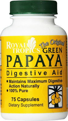 Royal Tropics The Original Green Papaya Digestive Aid Capsules, 75 Count
