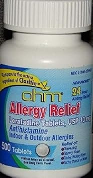 Loratadine Usp 10 Mg Antihistamine Allergy Relief Tablets By Ohm - 500 Ea