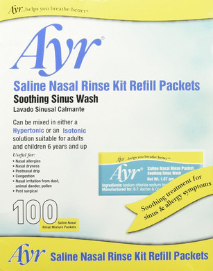 Ayr Saline Nasal Rinse Kit Refill Packets, 100 Count