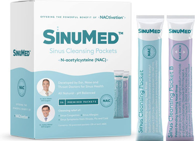 Sinus Cleansing System Refill - Relief Of Sinus Congestion, Allergies, Patent-Pending N-Acetylecysteine - 56 Refill Packets - All Natural, Ph Balanced - Developed By Ent Mds - 28 Day Supply