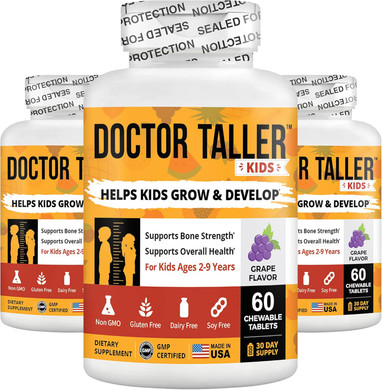 Nubest Doctor Taller Kids - Kids Multivitamins, Toddler Vitamins - Support Healthy, Immunity And Bone Strength For Ages 2 To 9 - Grape Flavor - 60 Vegan Chewable Tablets | 1 Month Supply
