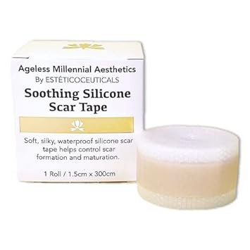 Ageless Millennial Aesthetics - Soothing Silicone Scar Tape - Extra-Long, Discreet Post-Op Scar Management - 0.5In X 120In
