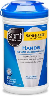 Instant Hand Sanitizing Wipe, 7.50" X 5.50", White 300 Count