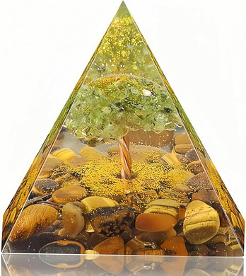 Tree Of Life Orgone Pyramid For Positive Energy, Orgonite Peridot&Lapis Lazuli Healing Crystal Pyramids For Reduce Stress Chakra Reiki Healing Meditation Attracts Lucky And Success