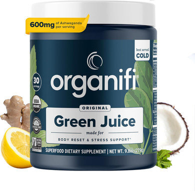 Organifi Green Juice - Organic Superfood Powder - 90-Day Supply - Organic Vegan Greens - Helps Decrease Cortisol - Provides Better Response To Stress - Supports Weight Control - Total Body Wellness