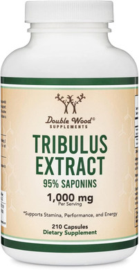 Tribulus Terrestris For Men (Purest 95% Saponin Content) 210 Capsules, 1,000Mg Concentrated Fruit Extract (Third Party Tested, Vegan Safe, Non-Gmo) For Stamina And Energy By Double Wood