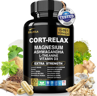 Super Calm Cortisol Supplement With Magnesium Glycinate, Ashwagandha Ksm-66, L-Theanine, Phosphatidylserine, Ginkgo Biloba & Lions Mane For Calm, Focus, Mental Clarity, Relaxation, Sleep, Energy