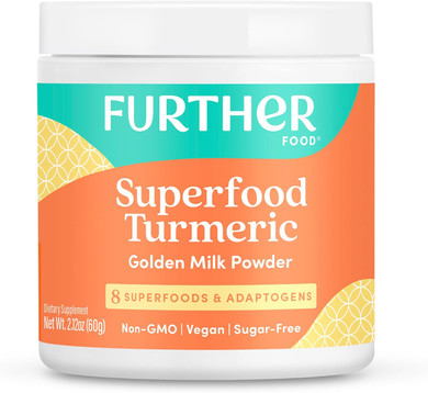 Further Food Best Turmeric Golden Milk Organic Turmeric Powder, Cinnamon, Ginger & Black Pepper Maximum Absorption Joint Health, Gut Health, Sugar-Free, Vegan, Keto (6.35 Oz)
