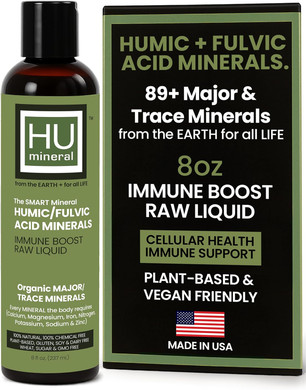 Raw Liquid Mineral  Organic Humic Acid & Fulvic Acid Major & Trace Minerals & Electrolytes Supplement  Plant-Based For Immune, Gut & Detox Support (8 Oz)