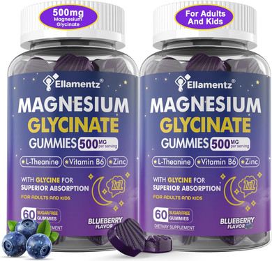 Magnesium Glycinate Gummies 500Mg/250Mg For Adults & Kids 6+, Sugar Free Calm Magnesium Gummies With L Theanine, B6, Glycine, Zinc For Sleep, Calm, Relax Brain, Muscle, No Melatonin, Chewable