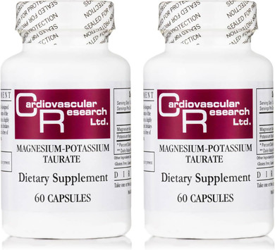 Cardiovascular Research Magnesium-Potassium Taurate - Patent Pending - 60 Veggie Caps X 2 Bottles