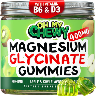 Center-Filled Magnesium Glycinate Gummies 400Mg - High Absorption For Kids, Teens & Adults - Supplement For Sleep, Calm & Muscle Relaxation With B6 & D3 - Gluten Free & Vegan Friendly - 60 Count