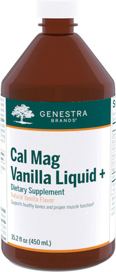Genestra Brands Cal Mag Vanilla Liquid + | Calcium-Magnesium Supplement | 15.2 Fl. Oz