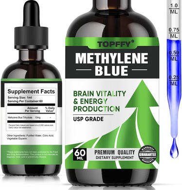 Methylene Blue Pharmaceutical Grade, Methylene Blue For Humans, Ultra Strength Third-Party Tested Brain Health, Non-Gmo, 60Ml