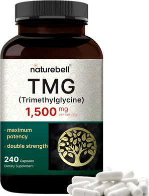 Naturebell Tmg Supplements 1,500Mg, 240 Capsules | Max Strength Betaine Anhydrous Trimethylglycine  Supports Healthy Homocysteine Balance, Heart & Liver Health  Non-Gmo, Gluten Free